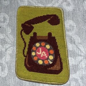Jonathan Adler Used Needlepoint cell phone pouch holder Vintage Rare